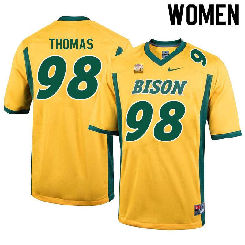 Women #98 Brayden Thomas North Dakota State Bison College Football Jerseys Sale-Yellow - Click Image to Close